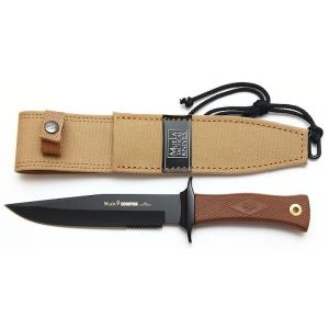 Muela Cuchillo SCORPION-18N hoja de acero MoVa de 18 cm teflonada empuñadura de goma y funda desierto.