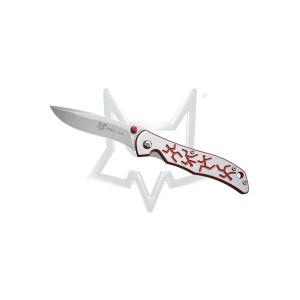 Navaja italiana FOX T1/2 RED con hoja de acero 440C de 8 cm y empuñadura de 10,5 cm de aluminio anodizado de grado espacial