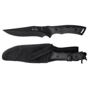 Muela Cuchillo TYPHOON-15N hoja de acero MoVa de 15 cm teflonada y empuñadura de micarta negra.