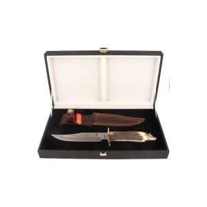 Muela Cuchillo WILD BOAR-16A hoja de acero MoVa de 16 cm y empuñadura de asta de ciervo.